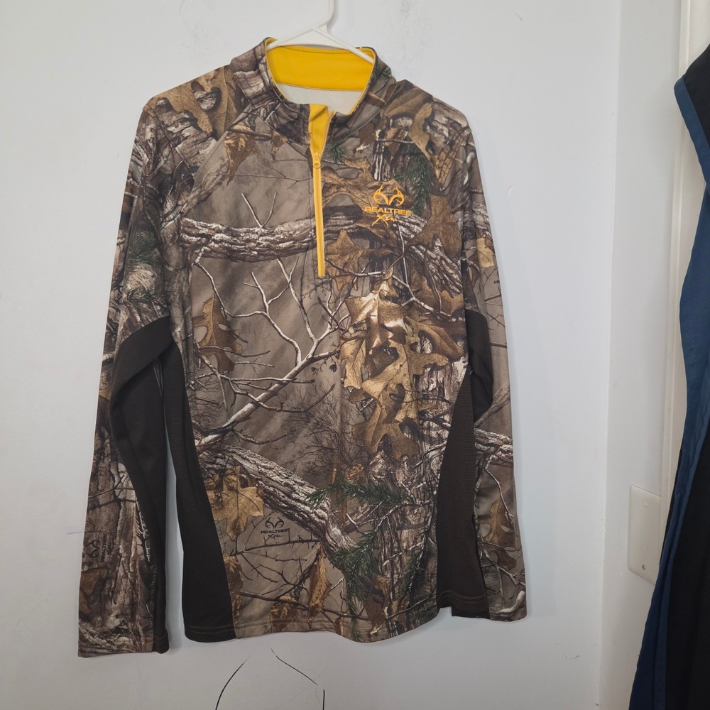 Realtree Xtra Camo Mens Medium Quarter Zip Pullover Fleece Lined Hunting Shirt